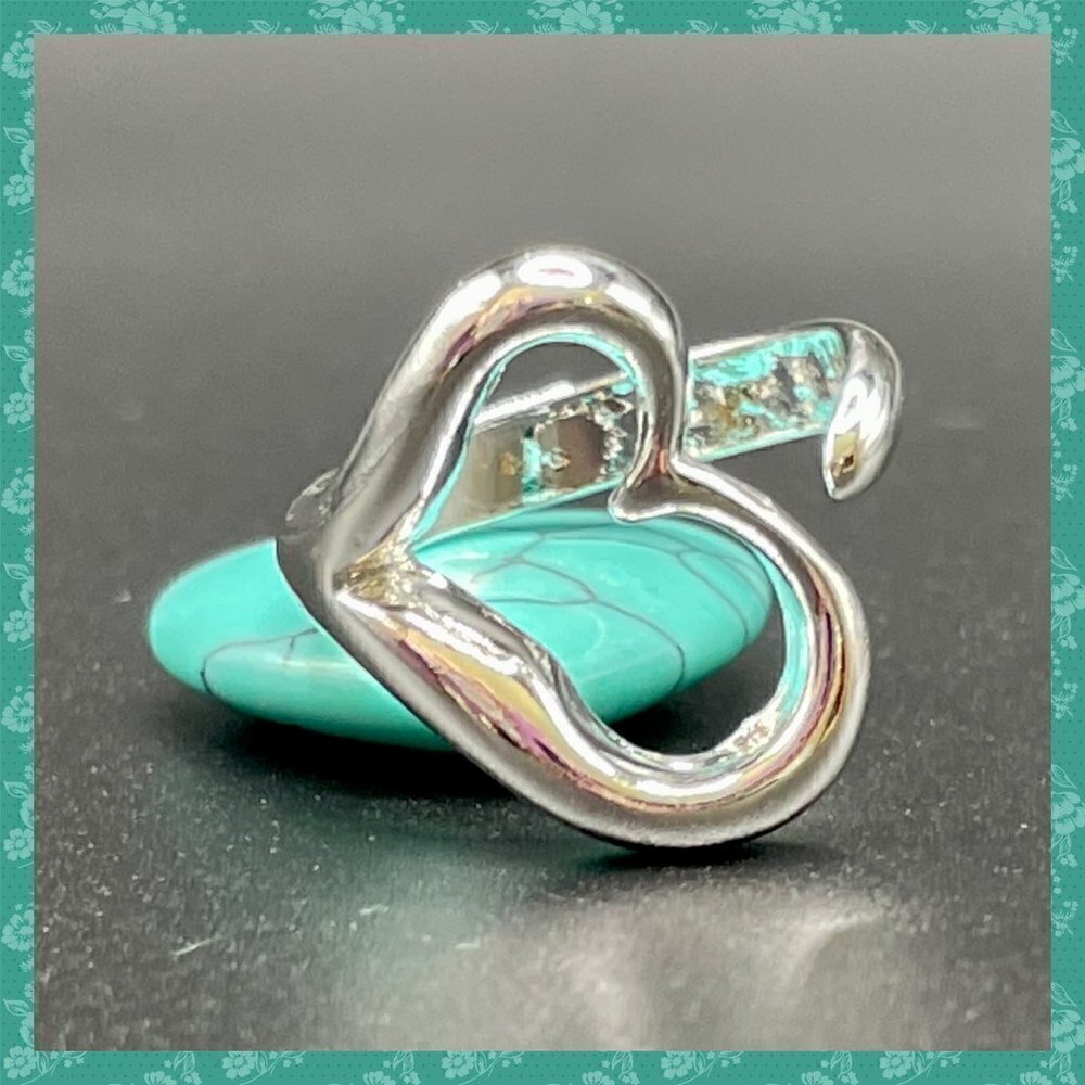 Sterling Silver 925 Adjustable Open Heart Ring #1182